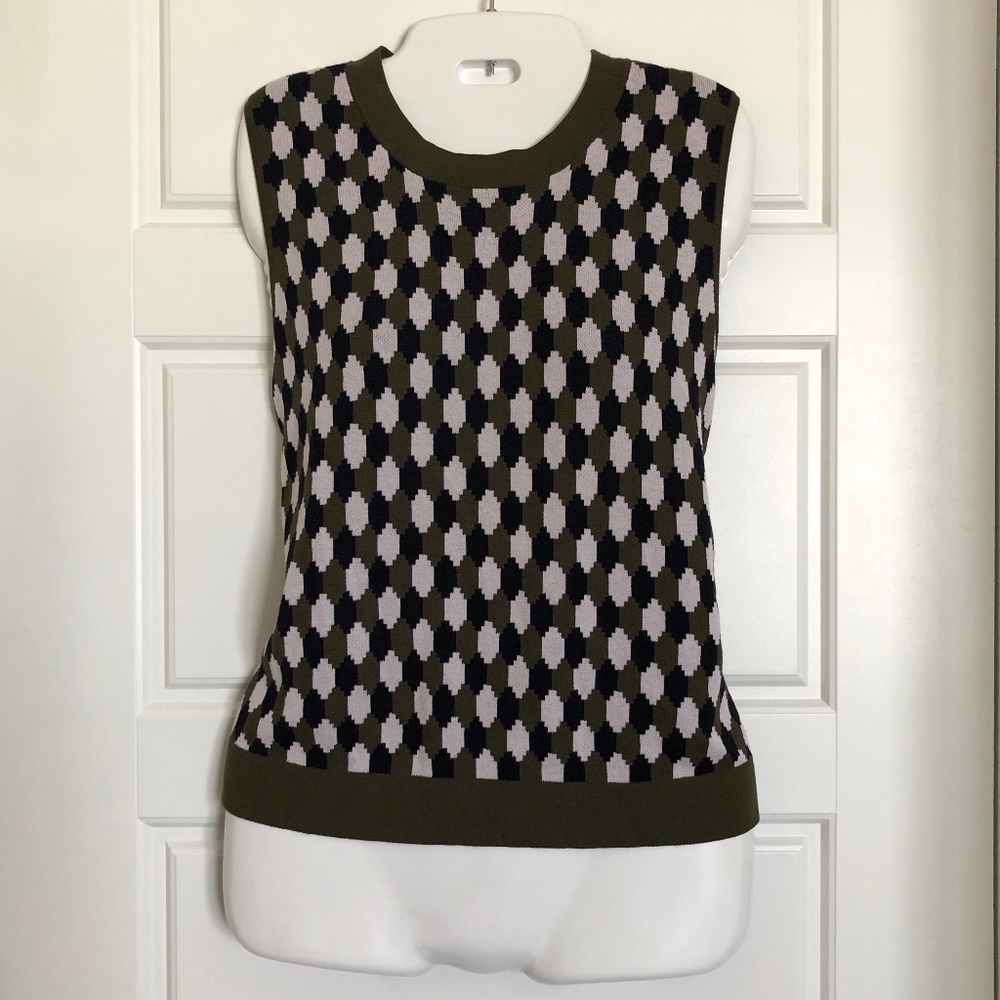 NWOT Ann Taylor Olive Ikat sweater vest